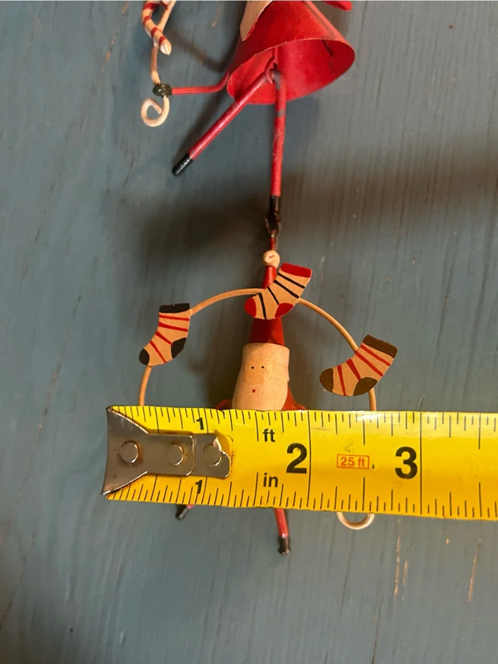 Hand Crafted Red Santa Hanging Metal Ornament Garland - Holiday Decor